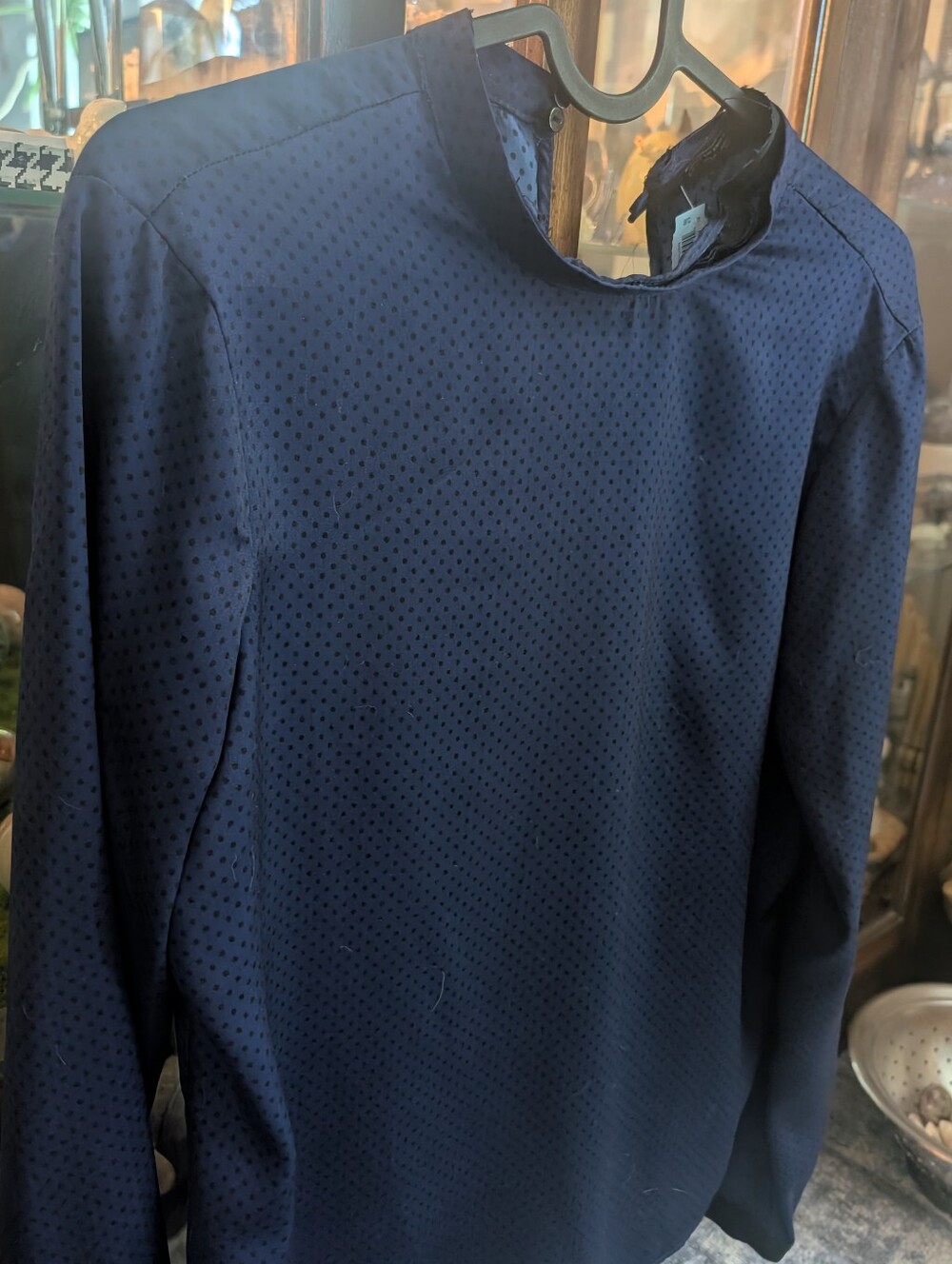 Zara Navy Silky Blouse